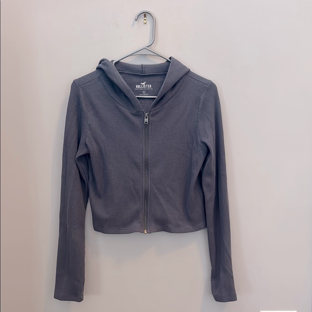 Hollister Women's Gray Zip-Up Hoodie Jacket